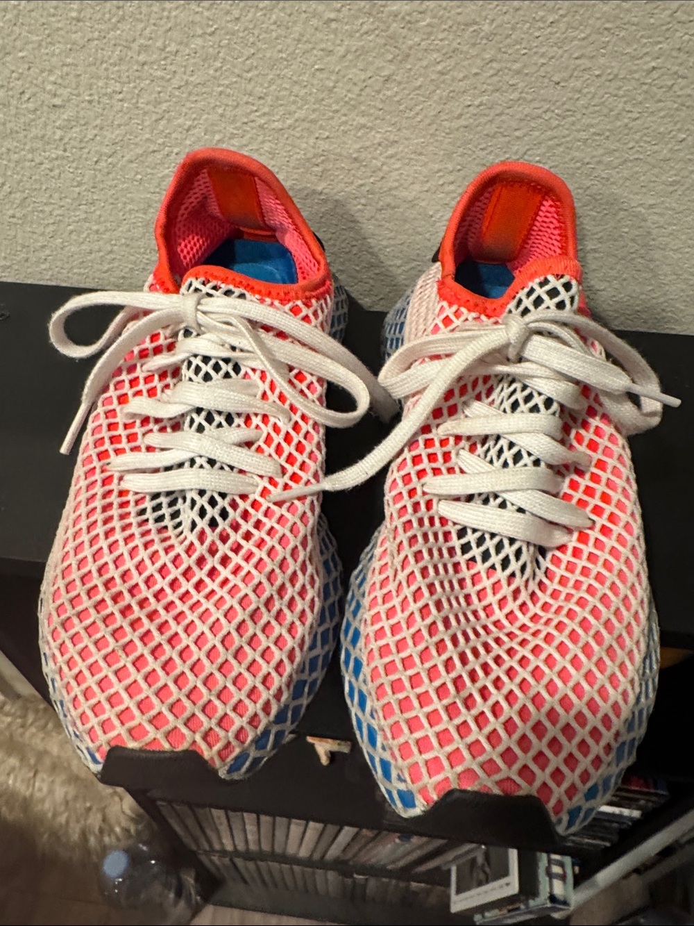 ADIDAS Coral/ turquoise Mesh Athletic Sneakers with White Laces